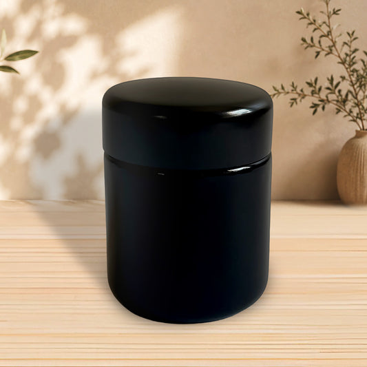 Reserve Now | 50 ml Black UV Glass Screw Top Jar